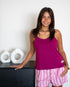 Women summer pajama set Fuchsia Top + Equal Fuchsia Stripes shorts